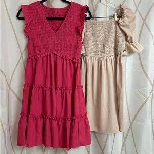 Fun dresses: one pink and one beige